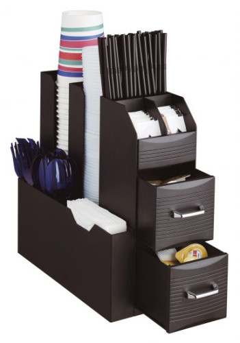 ARCHIVO 2000 - Organizador hora del cafe varios compartimentos accesorios cafe polipropileno negro (Ref. CD901 NE)