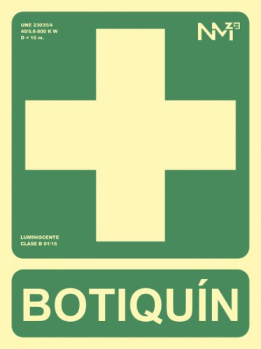 ARCHIVO 2000 - Pictograma botiquin pvc verde luminiscente 224x300 mm (Ref. 6170-05H VE)