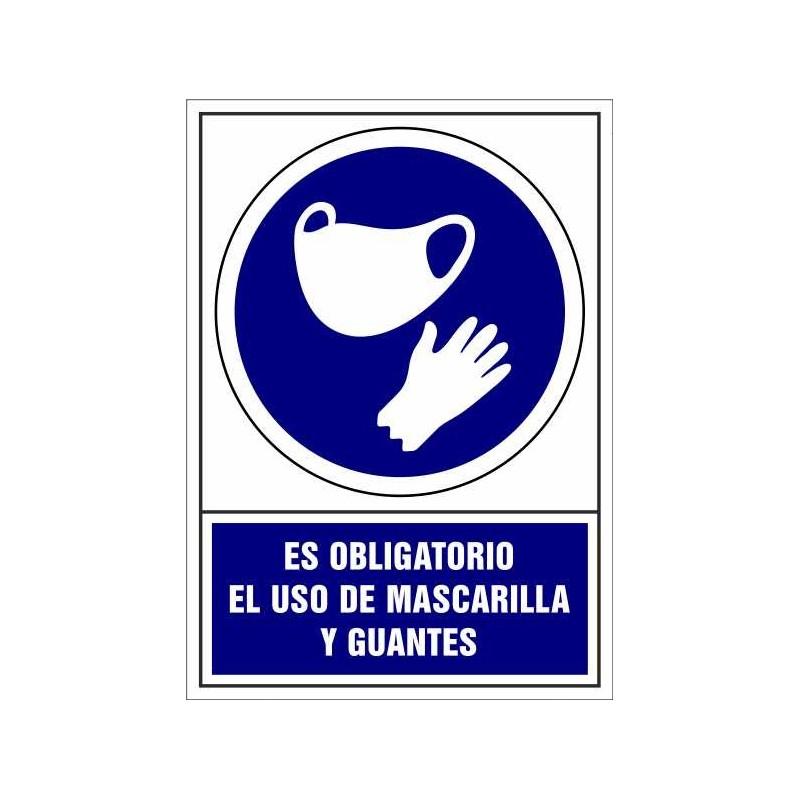 ARCHIVO 2000 - Pictograma obligatorio el uso de guantes y mascarilla pvc color azul 210x297 mm (Ref. 6173-12 AZ)