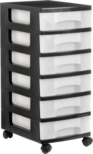 ARCHIVO 2000 - TORRE DE ALMACENAJE CON 6 CAJONES DE 6 LITROS. RUEDAS INCLUÍDAS 390X290X685 MM NEGRO (Ref.1106R CS TL)