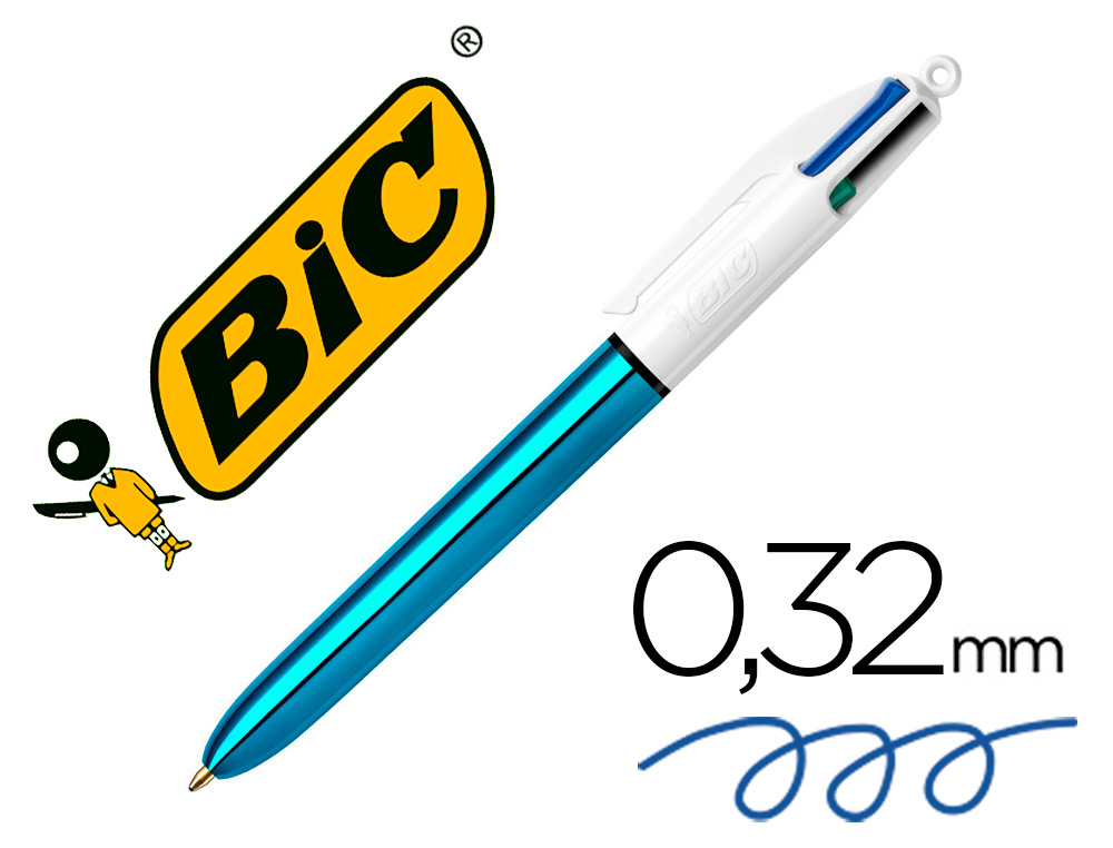BIC - Boligrafo cuatro colores shine azul punta de 1 mm (Ref. 982874)