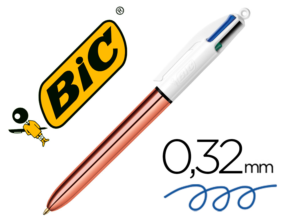 BIC - Boligrafo cuatro colores shine oro rosa punta de 1 mm (Ref. 951737)