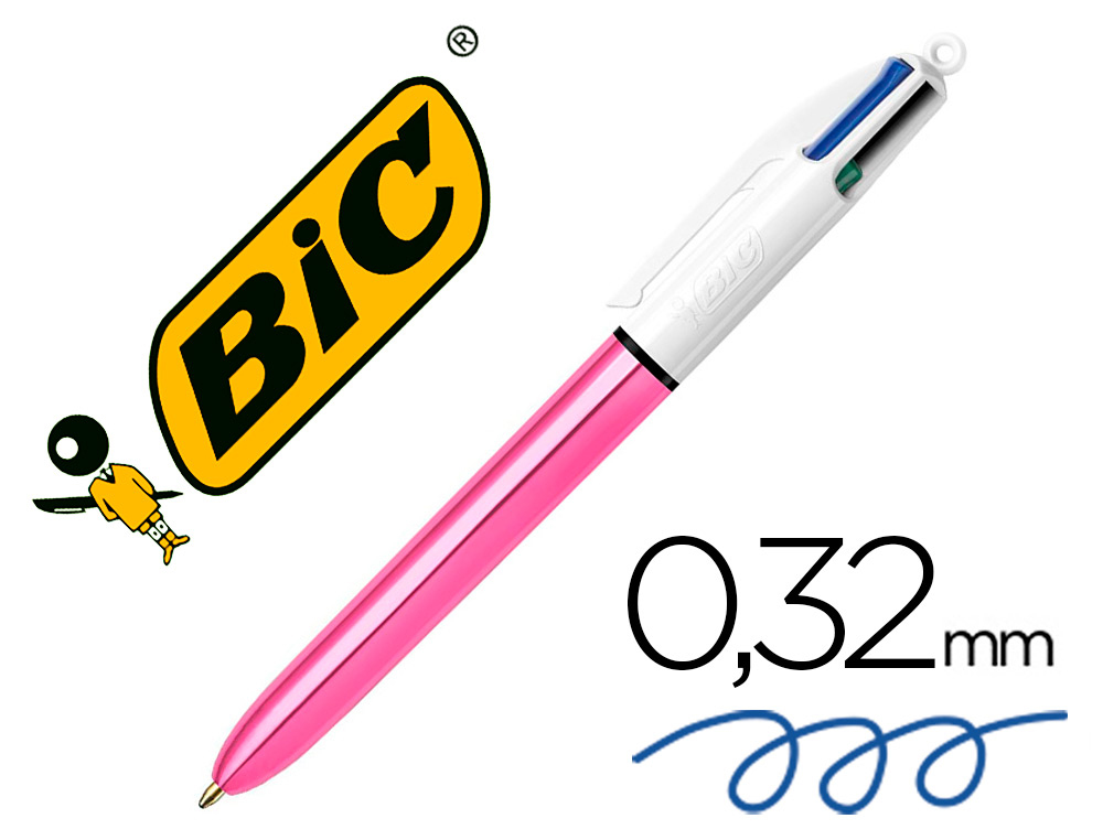 BIC - Boligrafo cuatro colores shine rosa punta de 1 mm (Ref. 982875)