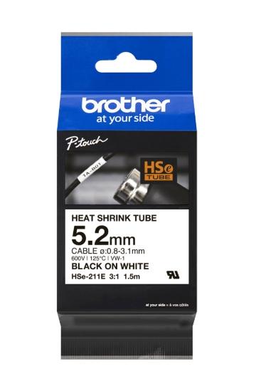 BROTHER - Cinta hse 211 termoretractible 5,8 mm negro/blanco (Ref. HSE211)