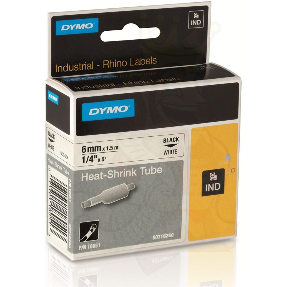 DYMO - CINTA de ROTULAR RHINO ID1 TERMO RETRACTIL 1,5m 6mm NEGRO sobre BLANCO () (Ref.18051)