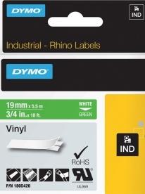 DYMO - CINTA de ROTULAR RHINO ID1 VINILO 5,5m 19mm BLANCO sobre VERDE () (Ref.1805420)