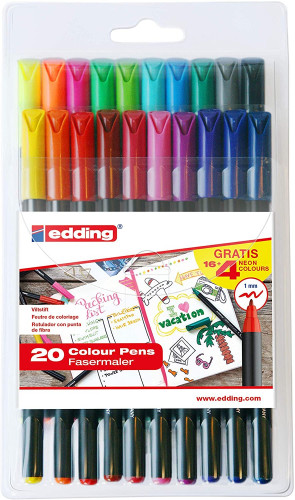 EDDING - ROTULADOR PUNTA DE FIBRA 1200 ESTUCHE DE 16 COLORES ESTÁNDAR + 4 PASTEL (Ref.e1200-20-BTS)