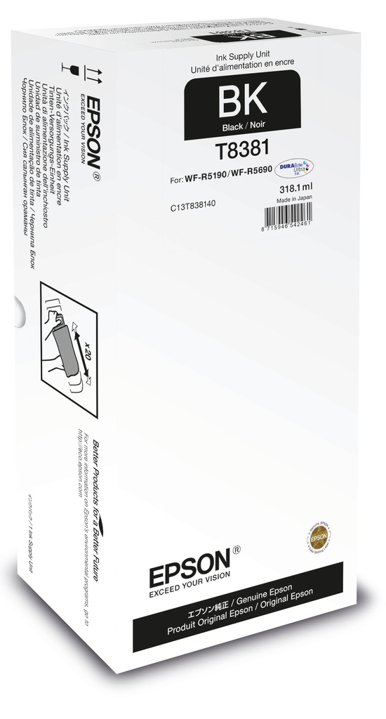 EPSON - TINTA NEGRO SERIE WORKFORCE R5000 (WF-R5XXX) - XL - (Ref.C13T838140)