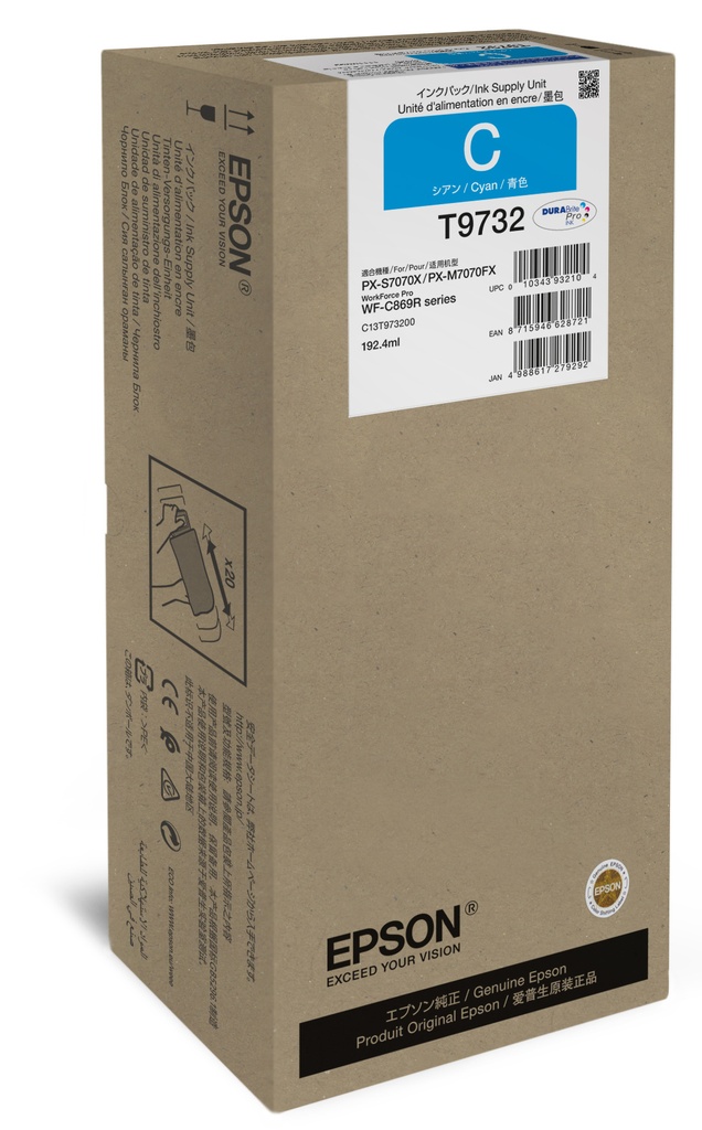 EPSON - WORKFORCE PRO WF-C869R, CARTUCHOS DE TINTA DURABRITE PRO, T973, CIAN XL INK SUPPLY UNIT (Ref.C13T973200)
