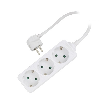 EWENT - Regleta 3 tomas ac longitud cable 1,5 mt color blanco (Ref. EW3958)