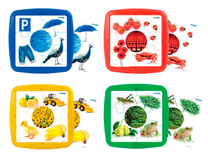 MINILAND - Puzzle los colores set de 4 unidades 12 piezas (Ref. 35250)