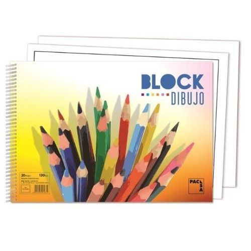 PACSA - BLOC DE DIBUJO COLOURS 230x330 mm 20h 130g LISO C/RECUADRO (Ref.18836)