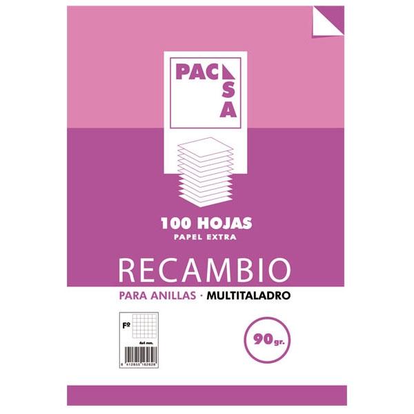 PACSA - RECAMBIO MULTITALADRO 100 HOJAS 90 GR 4X4 FOLIO (Ref.21271)
