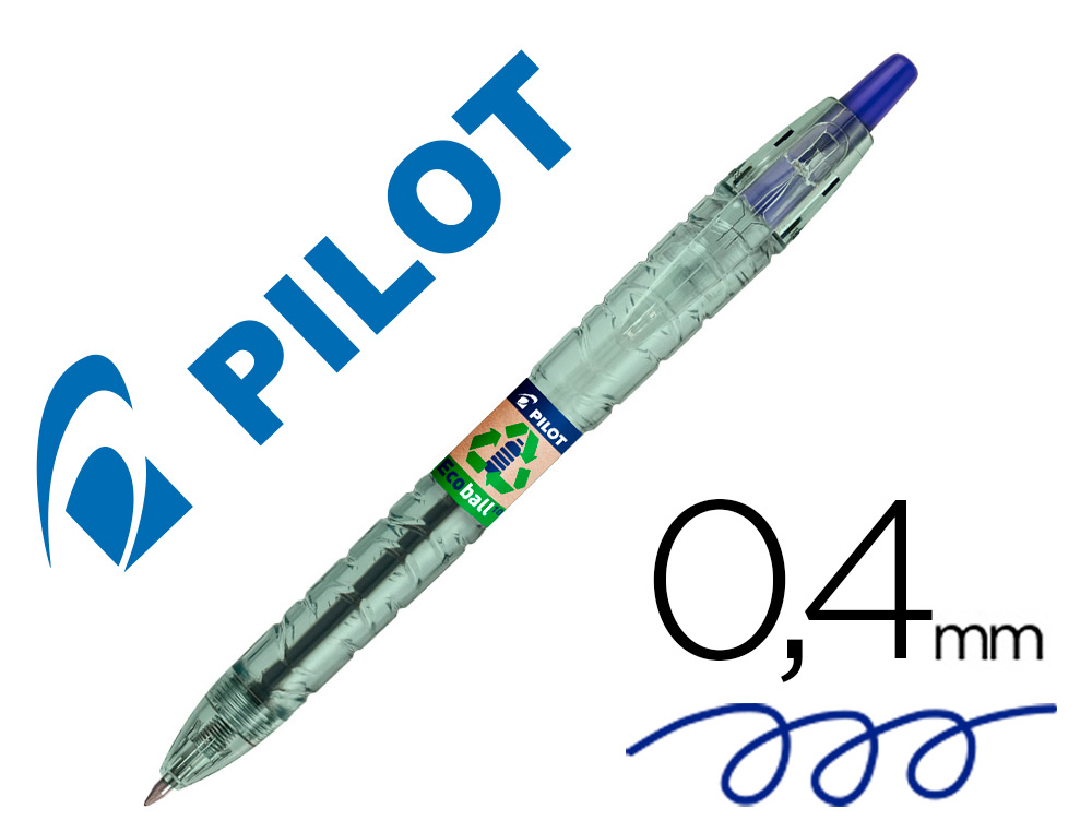 PILOT - Boligrafo ecoball plastico reciclado tinta aceite punta de bola 1 mm color azul (Ref.BP-B2PEB-M-L-BG / NEBA)