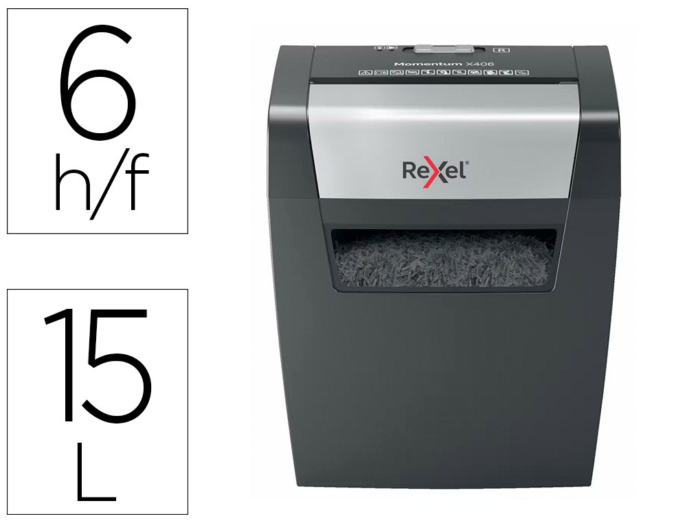 REXEL - DESTRUCTORA MOMENTUM X406 (6h CONFETI)
Nv.seg.4 - particula 4x28mm dep.15L (Ref.2104569EU)