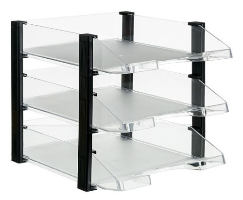 ARCHIVO 2000 - Bandeja de Sobremesa Jumborack 3 3 ud 290X365X270 Transpar. Poliestireno Apilable (Ref.704CSTP)
