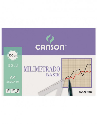 CANSON - Papel milimetrado 50 Hojas A4 90 Gr (Ref.200402861)