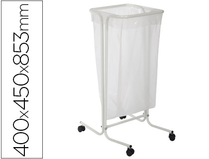 CEP - Soporte de bolsa 110L acero epoxi blanco 4 ruedas mantiene la bolsa por tensión (Ref.2575400021)