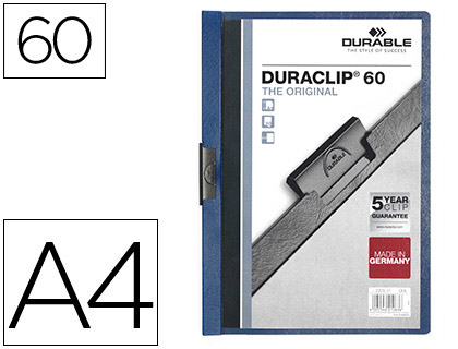 DURABLE - Dossiers clip Duraclip Capacidad 60 hojas A4 Azul oscuro PVC (Ref.2209-07)