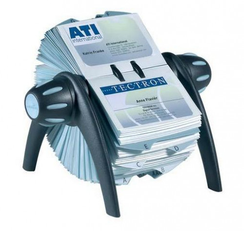 DURABLE - Tarjetero Visifix Flip Vegas Rotativo A-Z 72X104 Capac. 400 tarjetas de visita Negro 826621 (Ref.2417-01)