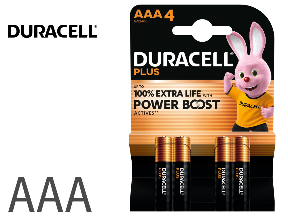 DURACELL - Pilas Alcalinas Plus Power Pack 4 ud AAA LR03 Plus Power 75038387 (Ref.394018457)