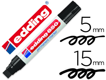 EDDING - 850 MARCADOR PERMANENTE PUNTA BISELADA TRAZO 5 - 16 MM NEGRO (Ref.850-01)