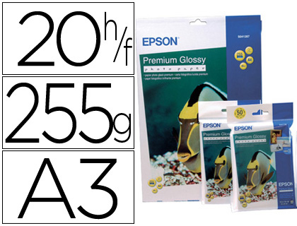 EPSON - Papel fotografico C13SO41315 Paquete 20 hojas A3 Brillo (Ref.C13S041315)