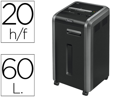 FELLOWES - Destructora 225Ci 60L partículas 4x38 mm Capacidad 19h. 450x450x810 mm (Ref.4622001)