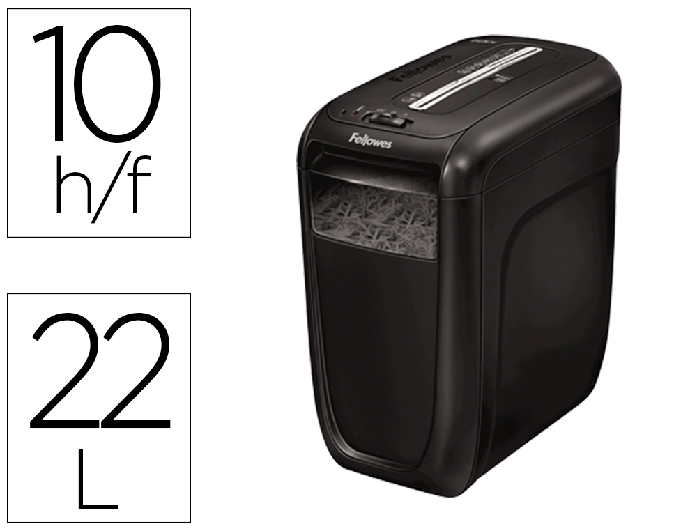 FELLOWES - Destructora Personal 60 Cs Capacidad 9h. 22L corte partículas 4x50 mm (Ref.4606101)