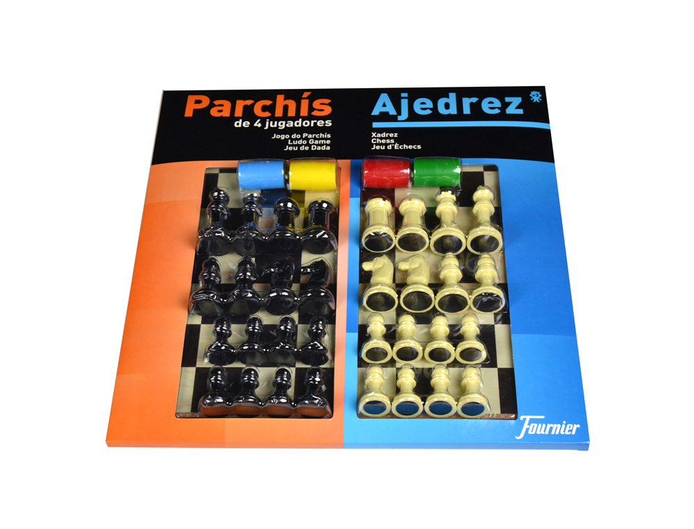 FOURNIER - PARCHIS CON AJEDREZ TABLERO GRANDE 4 JUGADORES 41X40X4,8 (Ref.29469)