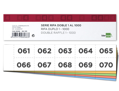 LIDERPAPEL - TIRA DE RIFA DOBLE (Ref.RI02)