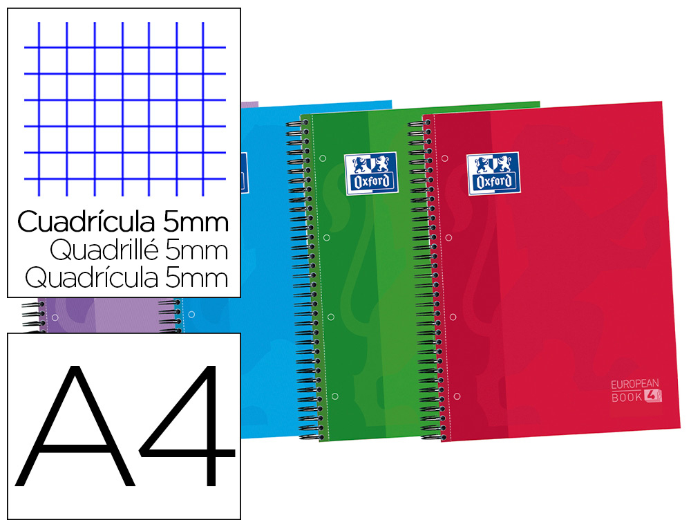 OXFORD - BLOC ESPIRAL TAPA EXTRADURA OPTIK PAPER MICROPERDIN A4 120 H 50% HOJAS GRATIS CUADROS 5 MM CON 3 SEPARADORES (Ref.400027275)