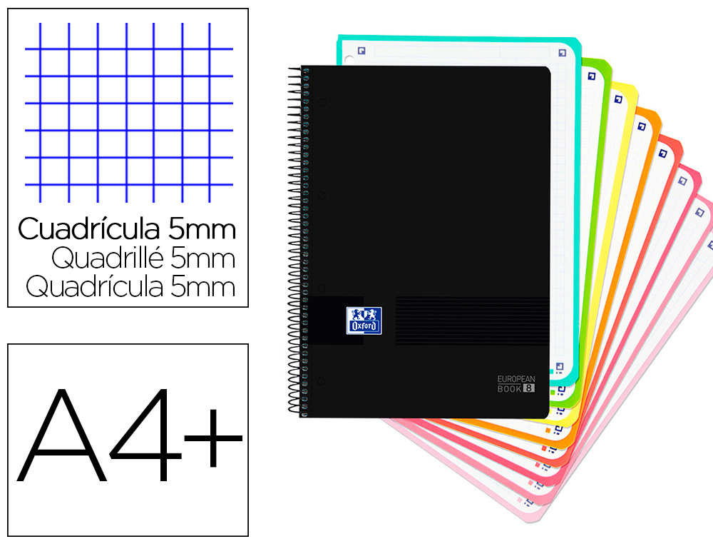 OXFORD - Cuaderno 8T Plástico A4+160H 5X5 Azul (Ref.400088489)