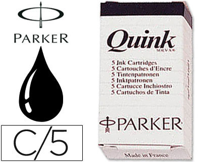 PARKER - Cartuchos De Tinta 5 ud Negro (Ref.S0116200)
