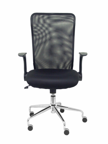 PIQUERAS Y CRESPO - Silla DELHI CON RESPALDO DE MALLA NEGRA TRANSPIRABLE Y ASIENTO NEGRO TAPIZADO. (Ref.4031NE)