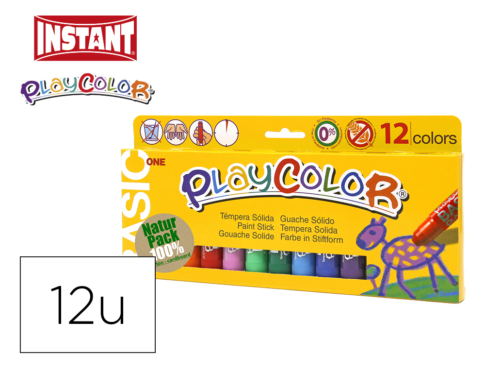 PLAYCOLOR - Tempera Solida 10 Gr Colores surtidos 12 Ud (Ref.10731)