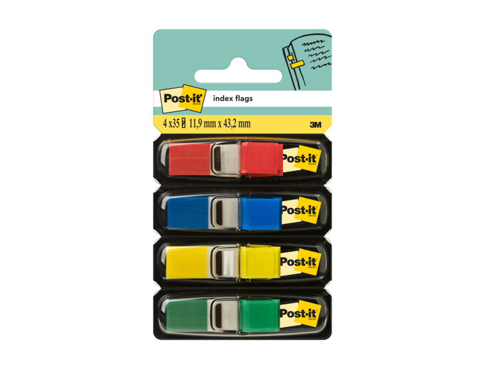 POST-IT - Indices adhesivos Index Dispensador 35 ud 12X43,1 Colores surtidos (Ref.683-4)