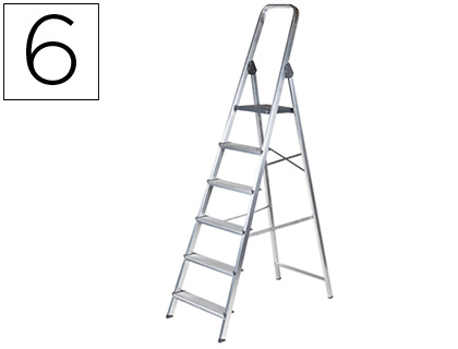 Q-CONNECT - ESCALERA DE ALUMINIO 6 PELDAÑOS 1203X510X1895 MM PESO MAXIMO 150 KG EN-131 (Ref.KF00317)