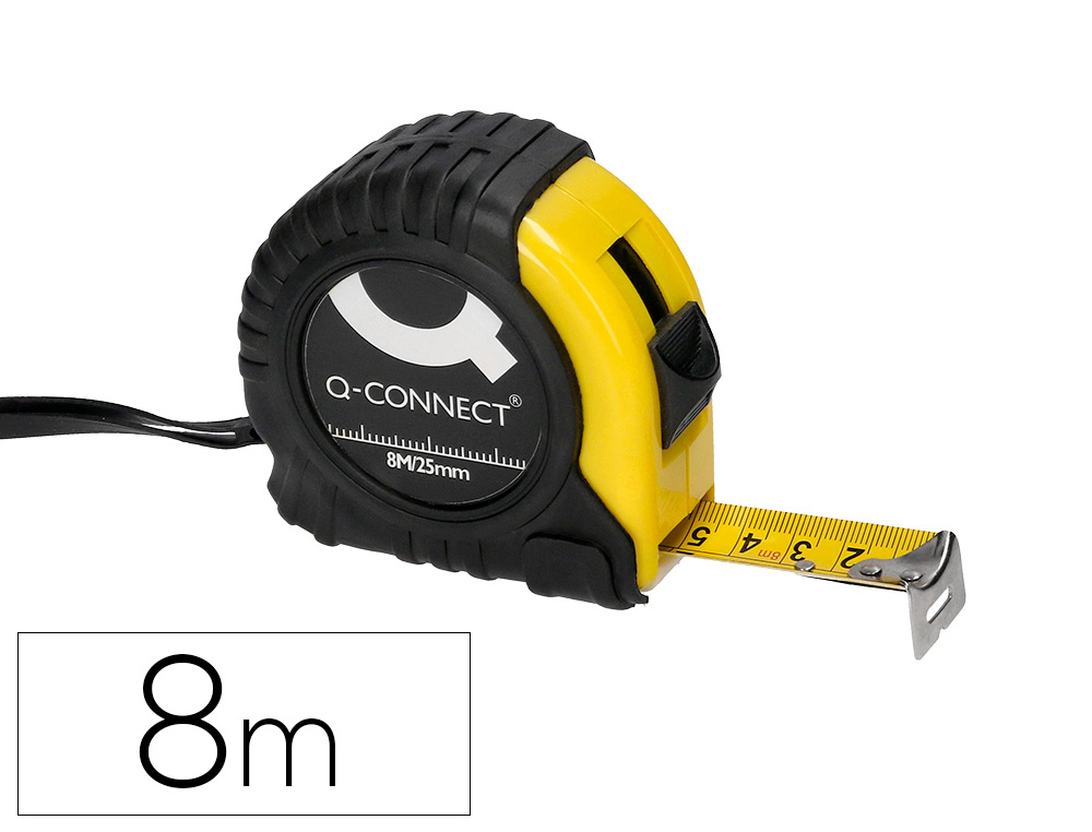 Q-CONNECT - Flexometro de 8 mt con freno material antichoque 25 mm de ancho (Ref. KF17347)