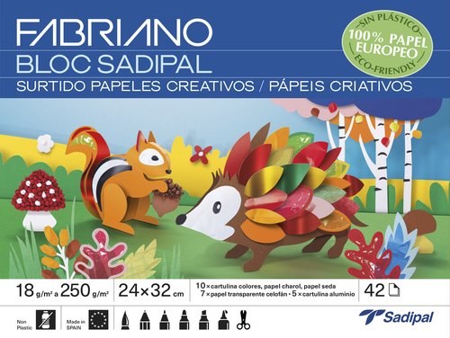 SADIPAL - Cuaderno DE MANUALIDADES SURTIDO PAPELES 42 HOJAS 24X32 CM. (Ref.SAD05981)