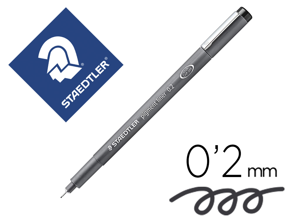 STAEDTLER - Rotulador técnico Pigment Liner Negro Trazo 0,2 mm (Ref.308 02-9)