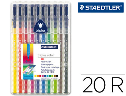 STAEDTLER - Rotuladores Triplus Color 323 Estuche 20 ud Punta Fibra (Ref.323 SB20)