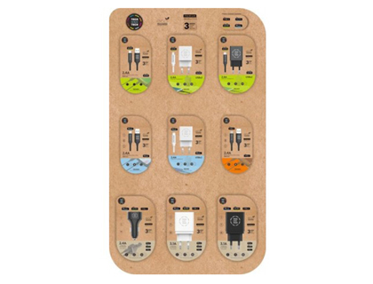 TECH ON TECH - Expositor sobremesa cables y cargadores techonetech contenido 27 unidades surtidas (Ref. 400900P)