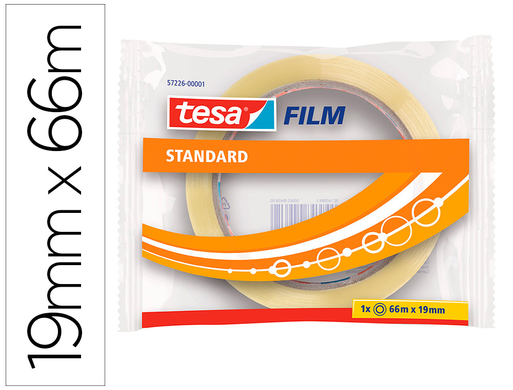 TESA - Cinta Adhesiva 19mmx66m Se corta facilmente (Ref.57226-00001-00)