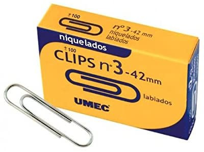 UMEC - Clips labiados N.3 Caja 100 Ud 42 mm Niquelado (Ref.U200404)