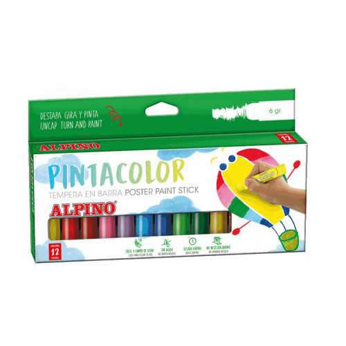 ALPINO - TEMPERA EN BARRA PINTACOLOR CAJA DE 12 COLORES SURTIDOS (Ref.PX000012)