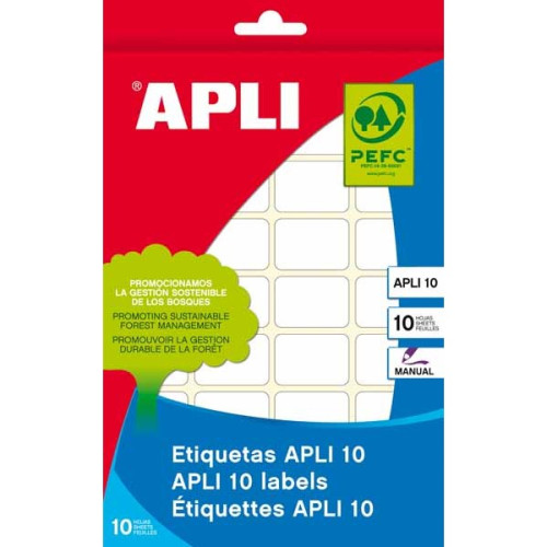 APLI - ETIQUETAS ADH.MANUALES BOLSA BLANCAS 10h C.ROMOS 16x22 mm 420 uds.(0) (Ref.1639)