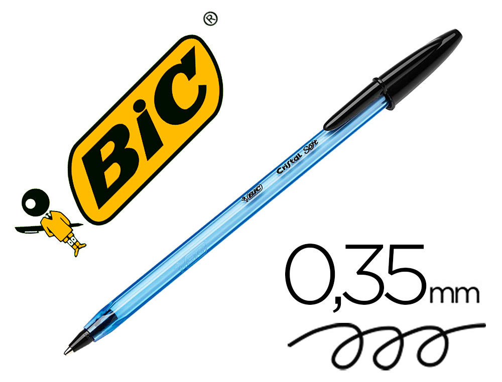 BIC - Boligrafo cristal soft negro punta de 1,2 mm (Ref. 951433)