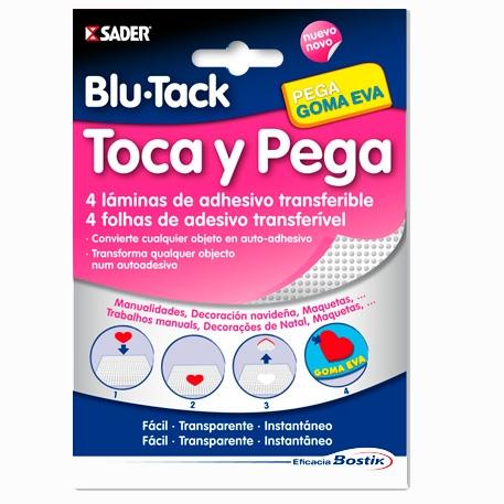 BOSTIK - SUJETACOSA MASILLA TOCA Y PEGA BLU TACK LAMINAS ADHESIVAS TRANSFERIBLE CONTINE 4 LAMINAS (Ref.1762/1694)