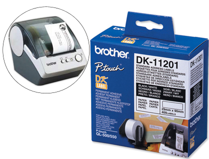 BROTHER - Etiqueta 400 ud 29x90mm Negro/Blanco (Ref.DK11201)